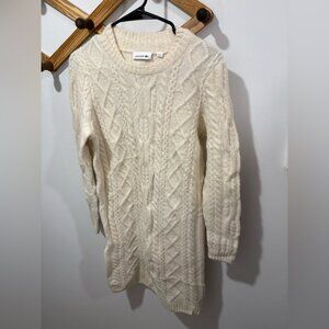 Lacoste cable-knit sweater dress in cream white